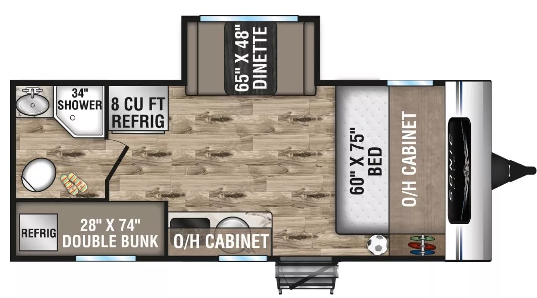 21' 2022 Venture RV Sonic Lite 169VUD w/Slide - Bunk House Floorplan