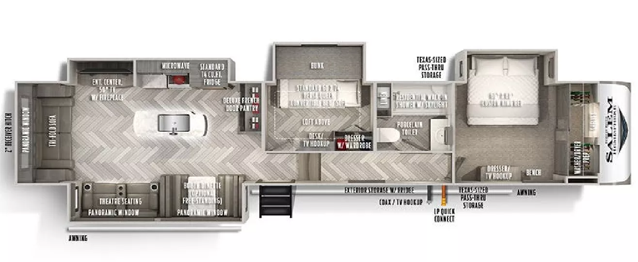 42' 2022 Forest River Salem Hemisphere 369BL w/4 Slides - Bunk House Floorplan