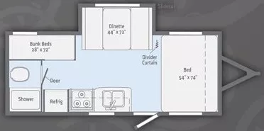24' 2018 Winnebago Micro Minnie 2100BH w/Slide - Bunk House Floorplan