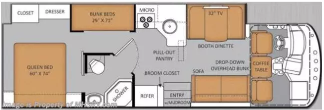 30' 2014 Thor Ace 30.2 w/2 Slides - Bunk House Floorplan