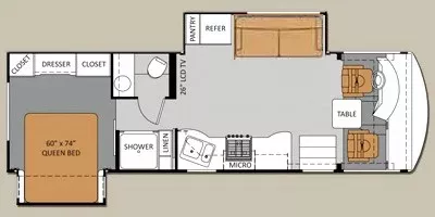 29' 2013 Thor Day Break 28PD w/2 Slides Floorplan