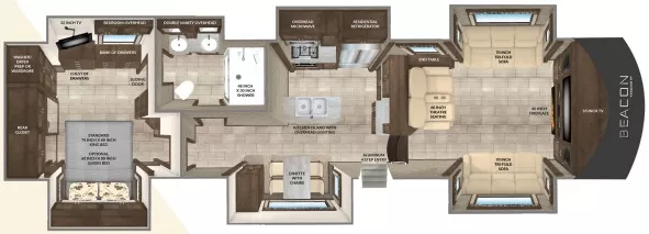 41' 2019 Vanleigh RV Beacon 40FLB w/6 Slides & Generator Floorplan