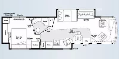 39' 2008 Itasca Latitude 39W 340hp Cummins w/2 Slides Floorplan