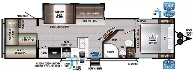 36' 2022 East To West Silverlake 29KBH w/Slide - Bunk House Floorplan