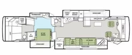 42' 2012 Tiffin Phaeton 42LH 400hp Cummins w/4 Slides Floorplan
