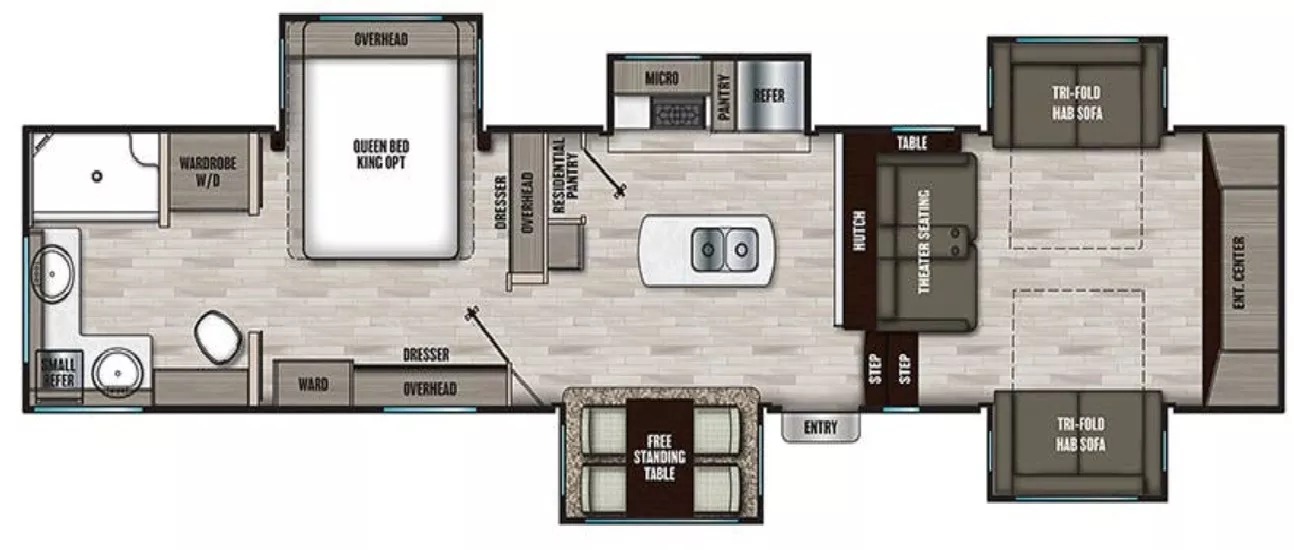 40' 2021 Coachmen Chaparral 334FL w/5 Slides Floorplan