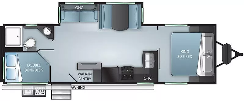 34' 2021 Cruiser RV Twilight Signature 2800 w/Slide - Bunk House Floorplan