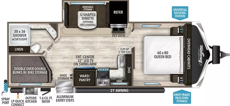 29' 2021 Grand Design Imagine 2400BH w/Slide - Bunk House Floorplan