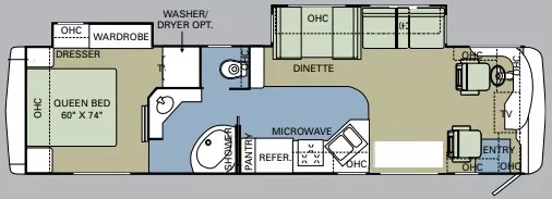 39' 2007 Holiday Rambler Neptune 37PBD 325hp Cummins w/2 Slides Floorplan