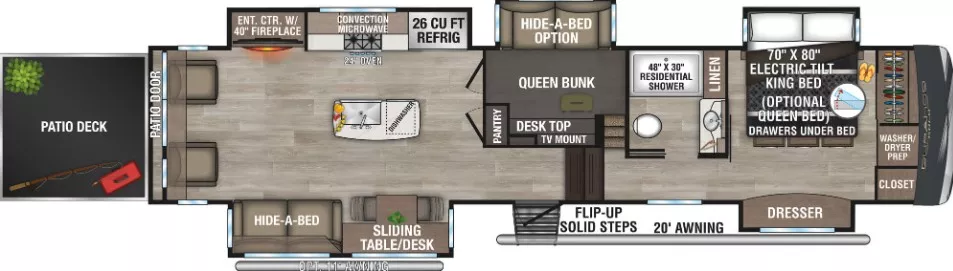 42' 2025 Kz Durango Gold 382MBF w/5 Slides - Toy Hauler Floorplan