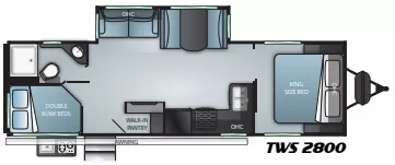 32' 2021 Cruiser RV Twilight Signature 2800 w/Slide - Bunk House Floorplan