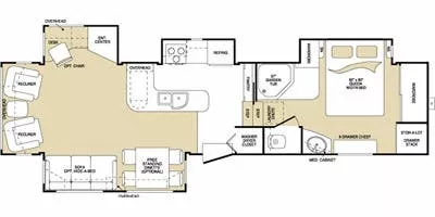 37' 2007 Keystone Montana 3400RL w/4 Slides Floorplan