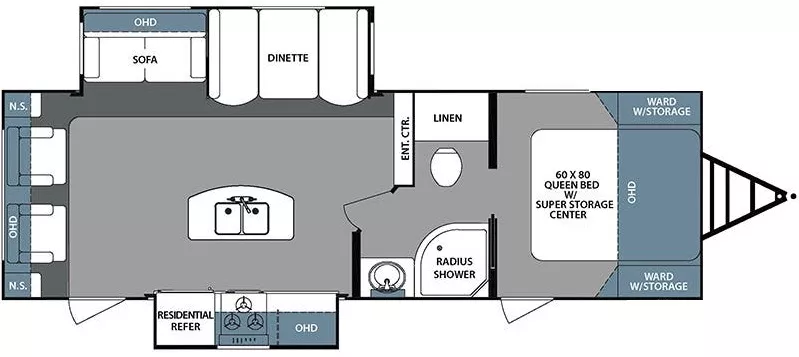 31' 2018 Forest River Surveyor 266RLDS w/2 Slides Floorplan