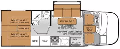 25' 2015 Thor Axis 24.1 w/Slide Floorplan