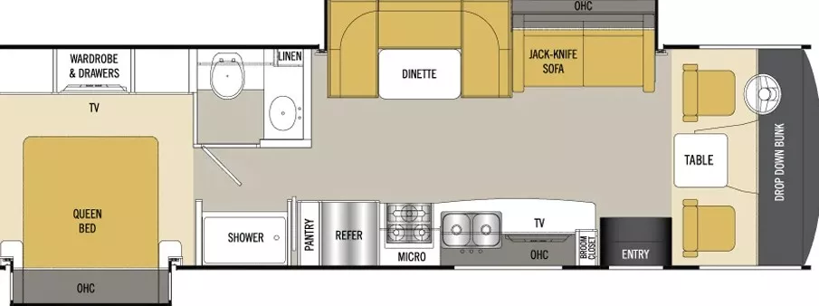 33' 2014 Coachmen Pursuit 31BD w/2 Slides Floorplan