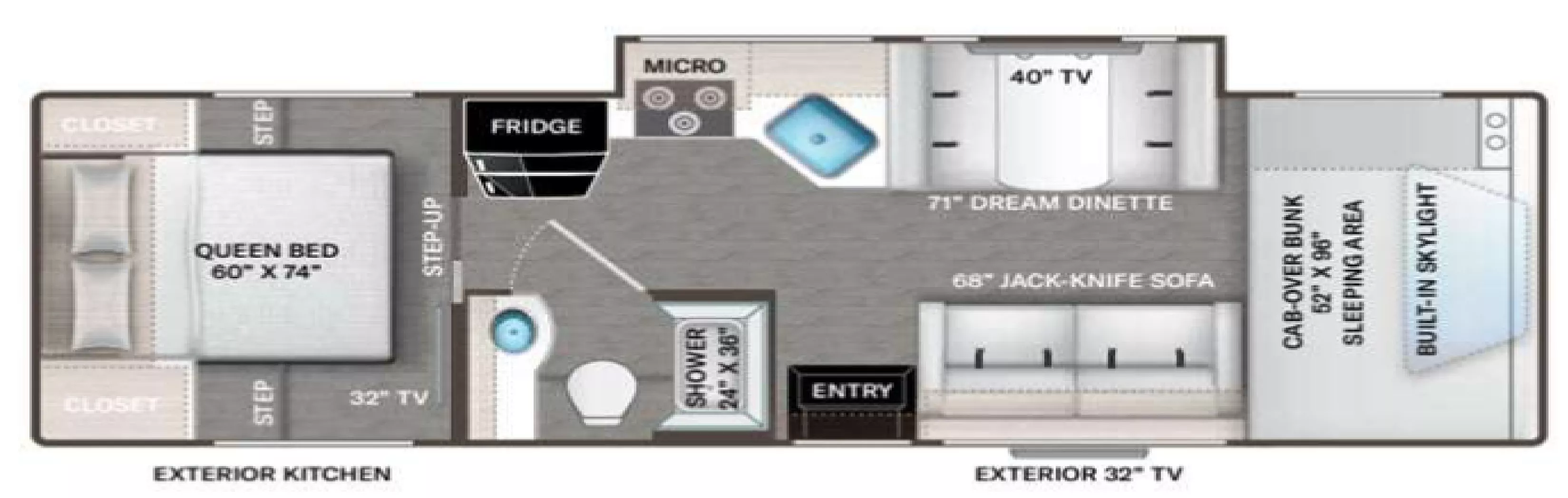 30' 2023 Thor Geneva 28VA w/Slide Floorplan