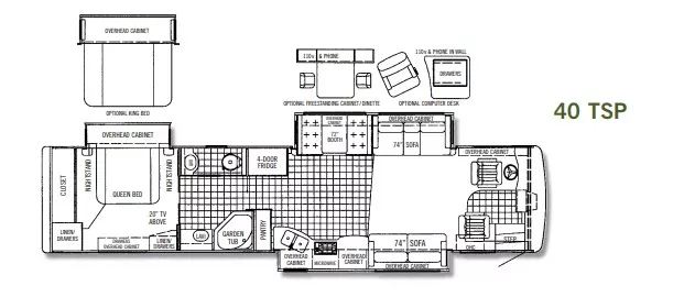 40' 2003 Tiffin Allegro Bus 40TGP 400hp Cummins w/3 Slides Floorplan