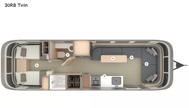 30' 2021 Airstream Globetrotter Twin 30RB Floorplan