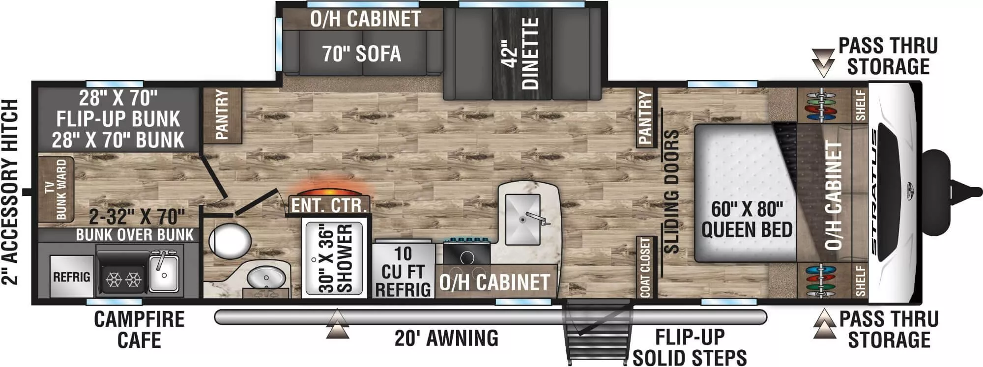 33' 2024 Venture RV Stratus 291VQB w/Slide - Bunk House Floorplan