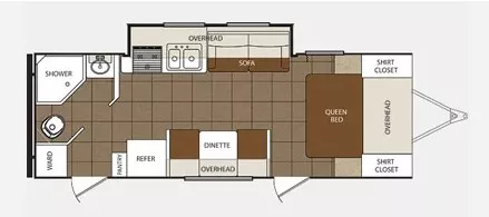 27' 2014 Forest River Tracer 242AIR w/Slide Floorplan