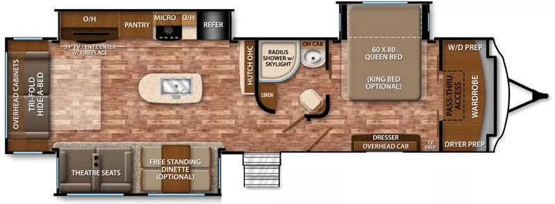 37' 2016 Grand Design Reflection 313RLTS w/3 Slides Floorplan