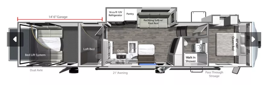 42' 2026 Dutchmen Voltage 3800 w/2 Slides - Toy Hauler Floorplan