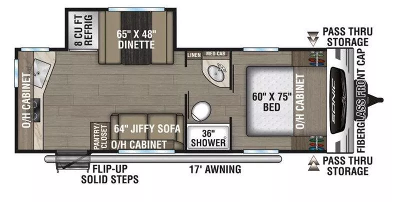 26' 2024 Venture RV Sonic 231VRK w/Slide Floorplan