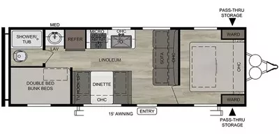 30' 2020 Forest River East To West 27KNS - Bunk House Floorplan