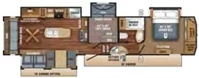 42' 2018 Jayco Eagle 355MBQS w/4 Slides & Generator  - Bunk House Floorplan