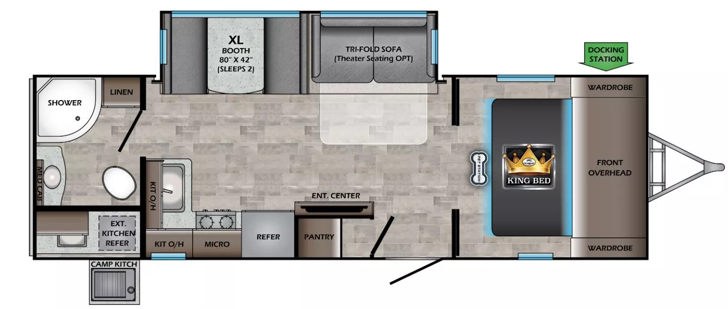 29' 2024 Keystone Sunset Trail 253RB w/Slide Floorplan