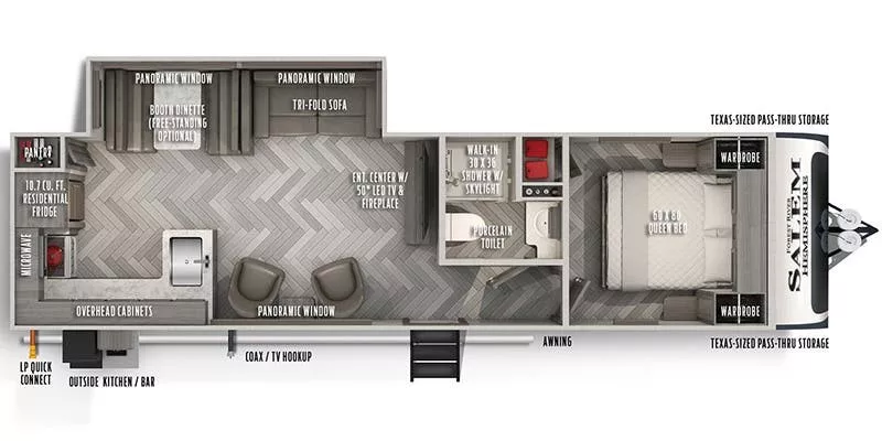 29' 2020 Forest River Salem Hemisphere 283RK w/Slide Floorplan