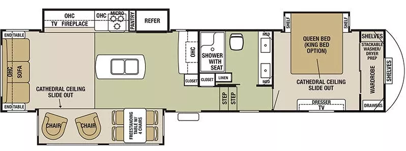 38' 2018 Forest River Cedar Creek 35IK w/3 Slides Floorplan