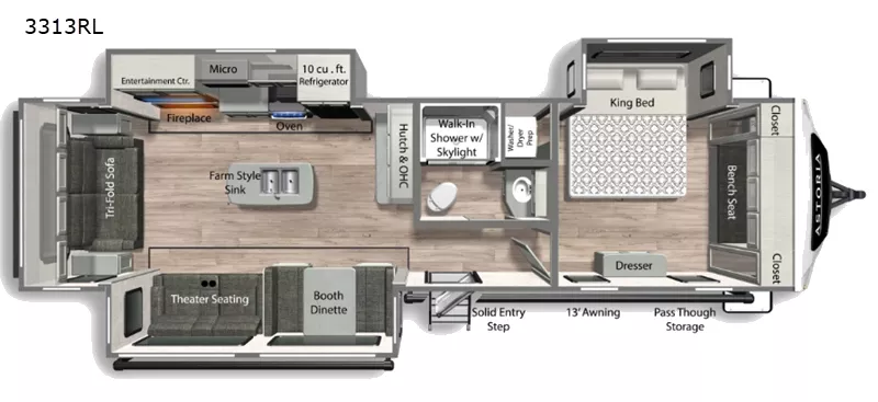 37' 2025 Dutchmen Astoria 3313RL w/3 Slides Floorplan
