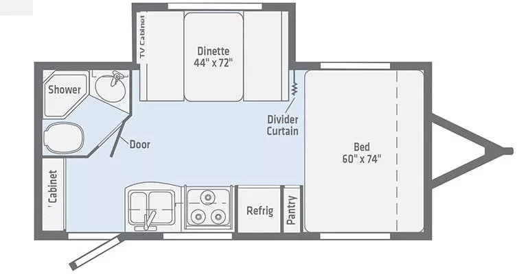 20' 2019 Winnebago Micro Minnie 1808FBS w/Slide Floorplan