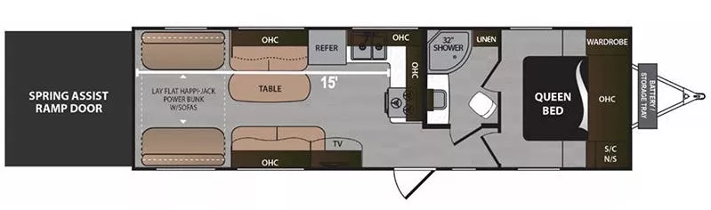 34' 2017 Dutchmen Rubicon 2905 w/Generator  - Toy Hauler Floorplan