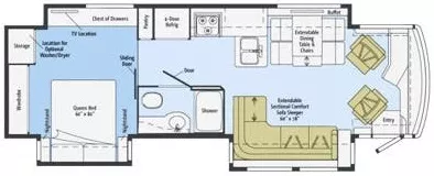 36' 2014 Winnebago Jounrey 34B 340hp Cummins w/3 Slides Floorplan