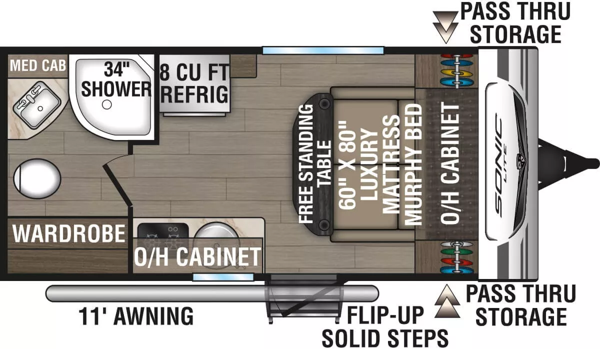 20' 2021 Venture RV Sonic Lite SL150VRB Floorplan