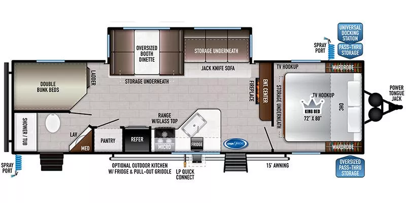 34' 2021 East To West Della Terra 271BH w/Slide - Bunk House Floorplan