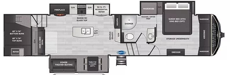 39' 2021 Keystone Montana 351BH w/3 Slides - Bunk House Floorplan
