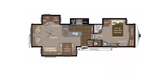 38' 2011 Keystone Montana Big Sky 3400RL w/4 Slides Floorplan