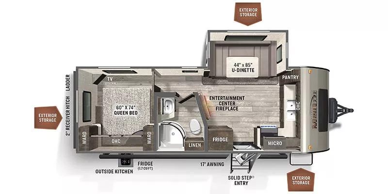 25' 2021 Forest River Rockwood Mini Lite 2506S w/Slide Floorplan