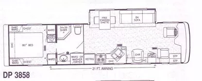 38' 1998 Newmar Dutch Star 3858 300hp Cummins w/Slide Floorplan