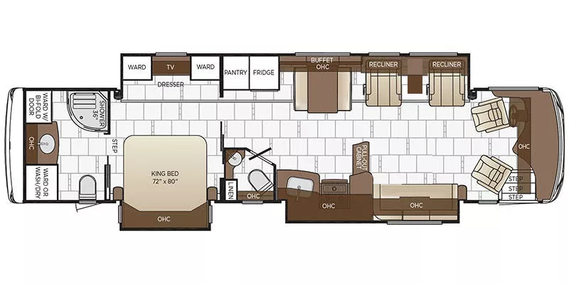 40' 2019 Newmar Dutchstar 4018 450hp Cummins w/3 Slides Floorplan