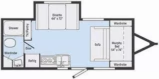 22' 2019 Winnebago Micro Minnie 2108DS w/Slide Floorplan