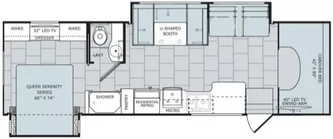 32' 2017 Holiday Rambler Vesta 31U w/2 Slides Floorplan