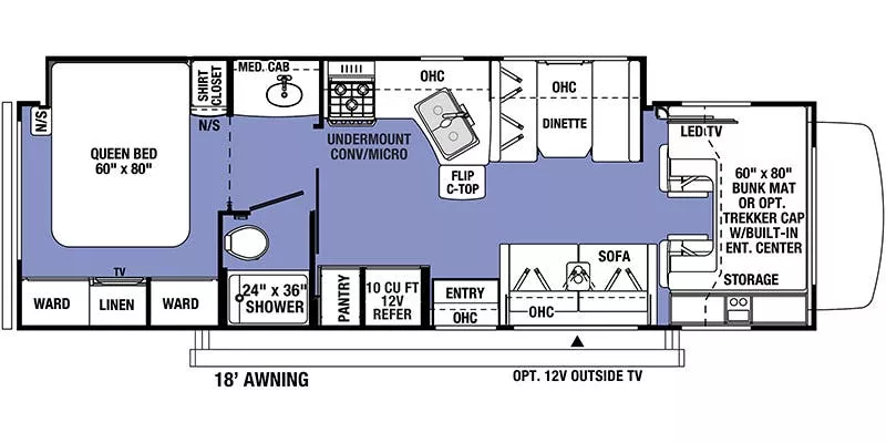 32' 2022 Forest River Forester Classic 3051S w/Slide Floorplan