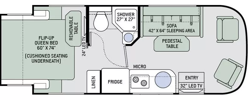 23' 2017 Thor Compass 23TR TRANSIT w/Slide Floorplan