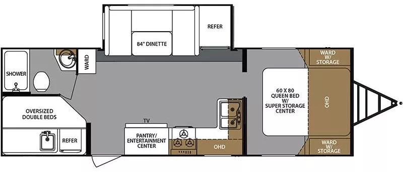 29' 2018 Forest River Surveyor 248BHLE w/Slide - Bunk House Floorplan