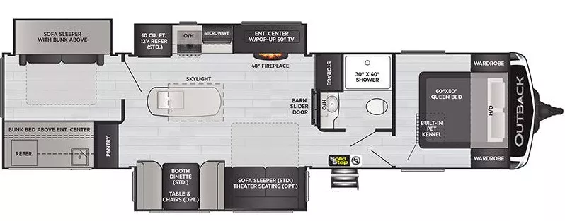 40' 2022 Keystone Outback 340BH w/3 Slides - Bunk House Floorplan