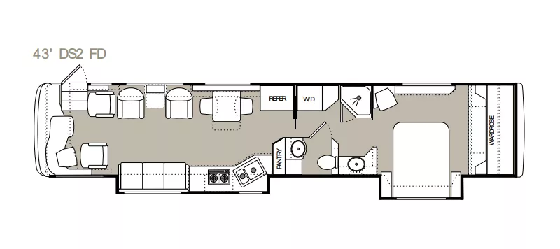 43' 2001 Monaco Executive 43DS2 500hp Cummins w/2 Slides Floorplan